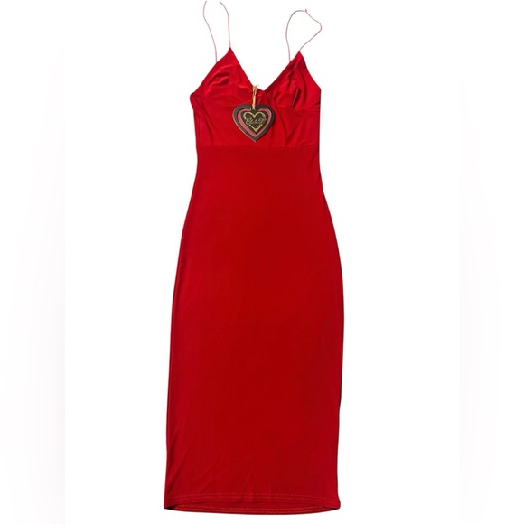 Club L London Dresses & Skirts - Club L London Red Midi Dress - Sexy V-Neck - Size 6"